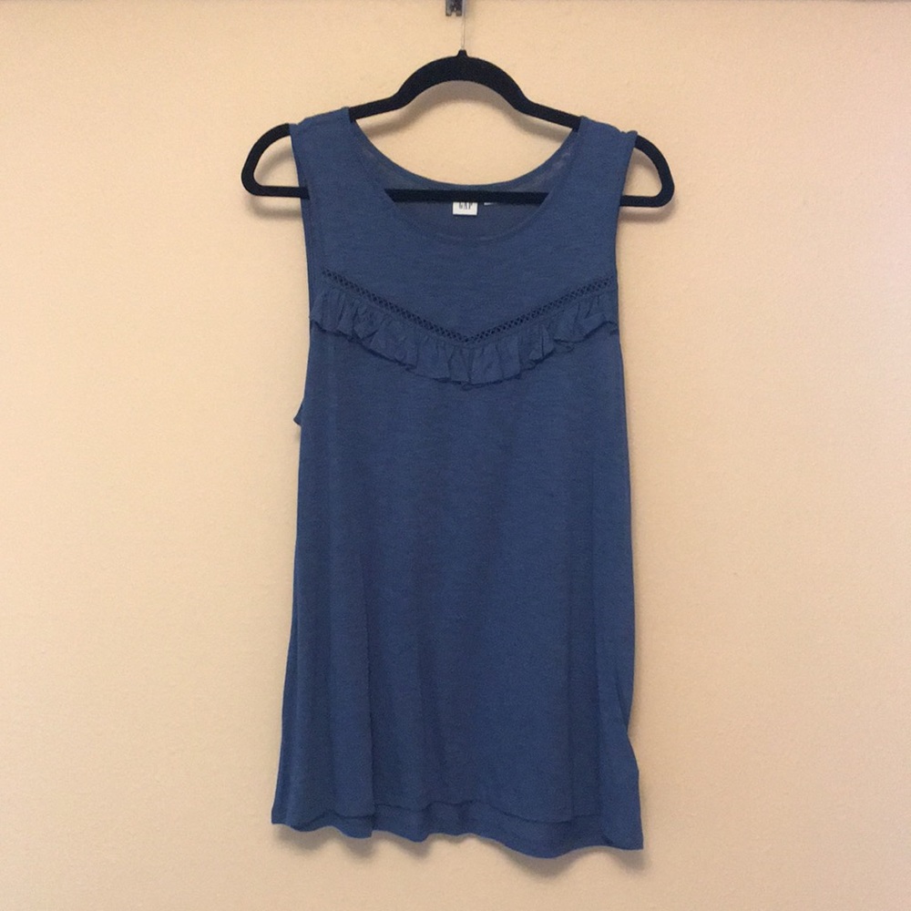 ⭐️3 for $15⭐️ Gap Blue Ruffle Tank Size Large Tall